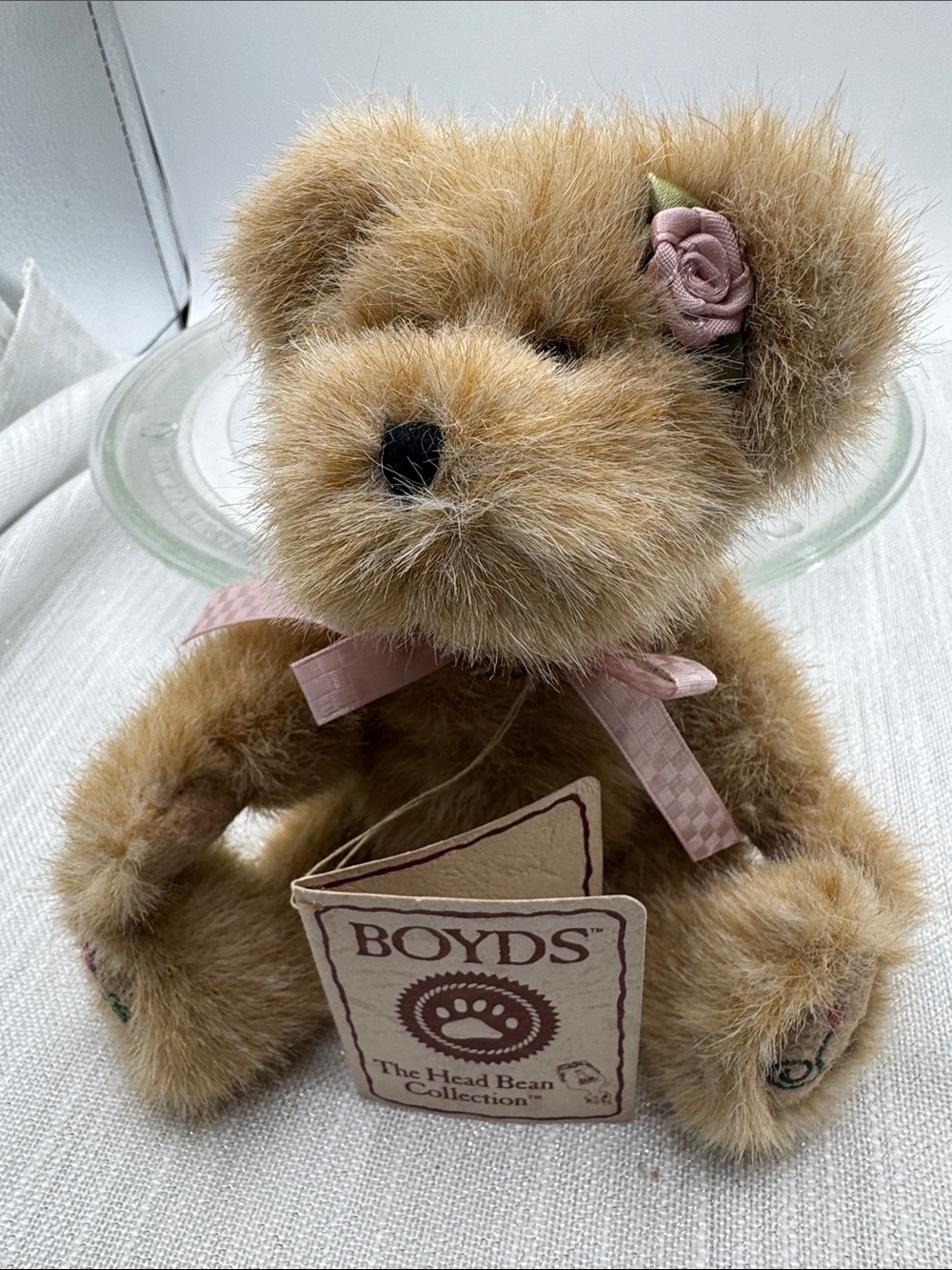 Boyds Bear Rosie 8” rosebud on her head iembroidered flowers on her feet bow NWT - Picture 2 of 11